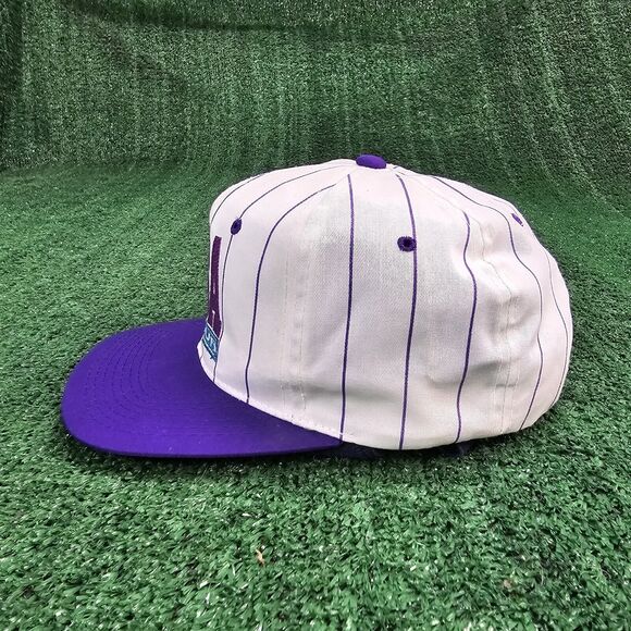 Vintage Reba McEntire On Tour Striped Hat SnapBack White & Purple Vtg 90s Cap - Picture 6 of 9